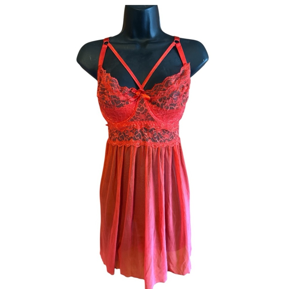 Red lace babydoll lingerie